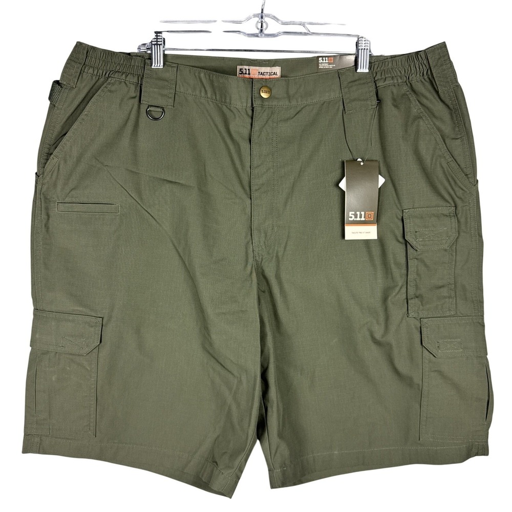 5.11 Tactical Shorts Men 44 Green Taclite Cargo Ripstop 11" Inseam Elastic Waist